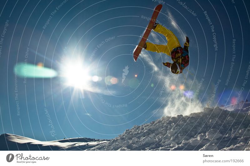 FLY ON THE WING OF LOOOOVE maskulin Junger Mann Jugendliche 1 Mensch 18-30 Jahre Erwachsene Jugendkultur Winter Schönes Wetter Alpen Schneebedeckte Gipfel