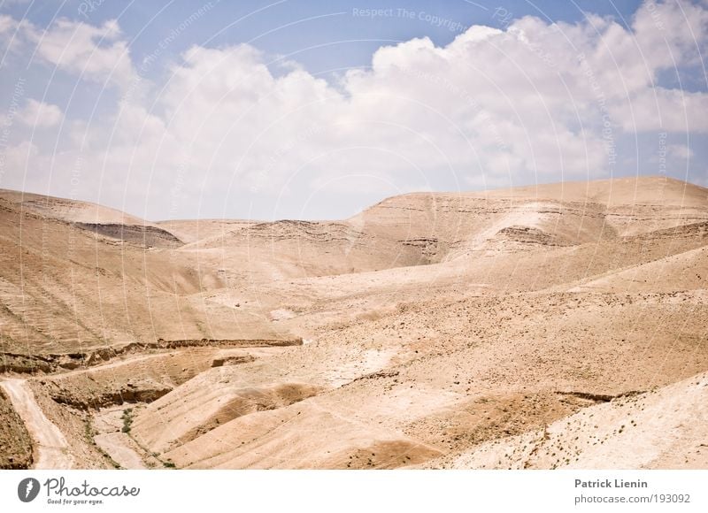 hot and dry Ferne Sommer Sonne Umwelt Natur Landschaft Erde Sand Himmel Klima Klimawandel Wetter Wärme Dürre Hügel Felsen Wüste Negev West Bank Menschenleer