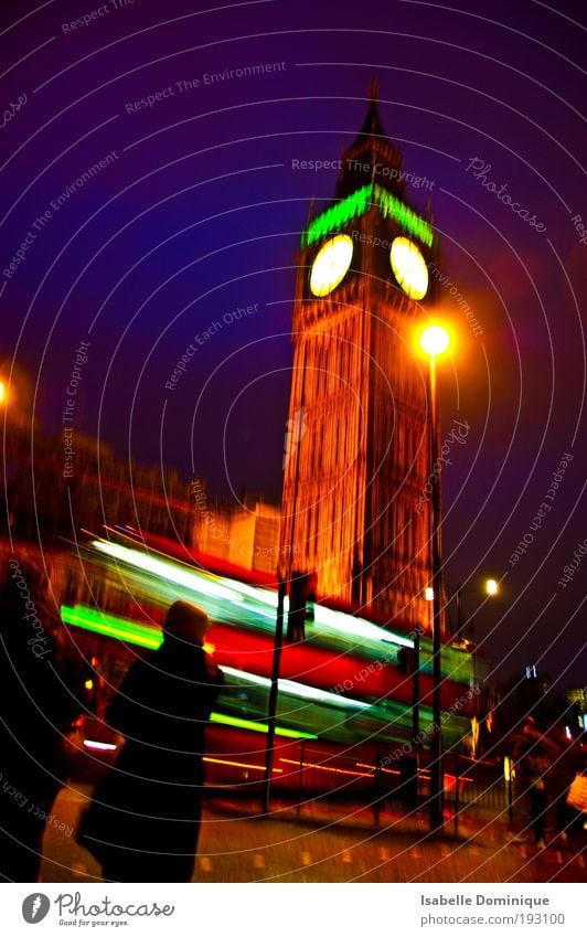Big Ben Ferien & Urlaub & Reisen Sightseeing Städtereise London England Turm Sehenswürdigkeit gigantisch historisch Bewegung Farbe Perspektive Farbfoto Nacht