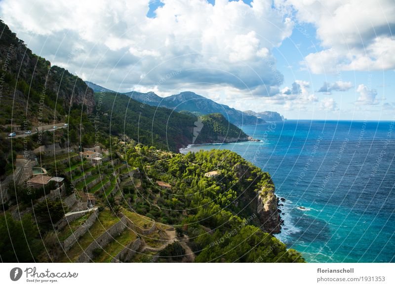 Serra de Tramuntana, Coast line, Palma de Majorca Natur Pflanze Himmel Wolken Klima Baum Gras Küste See Ferien & Urlaub & Reisen wandern blau grün weiß Farbfoto