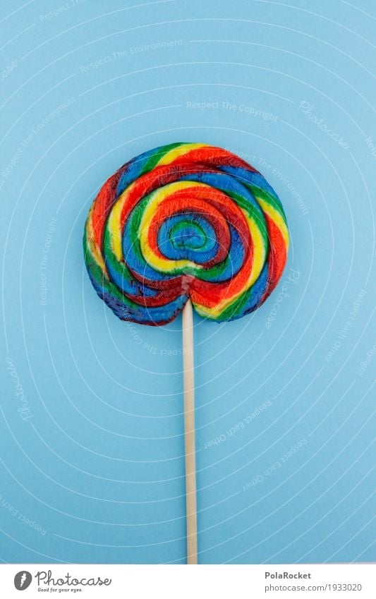 #A# DU! Kunst ästhetisch Lollipop mehrfarbig lecker Zucker ungesund Süßwaren Kalorienreich blau Farbstoff Appetit & Hunger Süßwarengeschäft lutschen anstößig