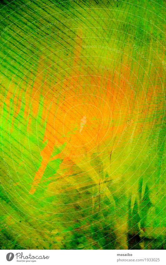 Texturen von tropischen Pflanzen Stil Design Dekoration & Verzierung Kunst Natur Blatt Papier Streifen ästhetisch modern verrückt grün orange exotisch Farbe