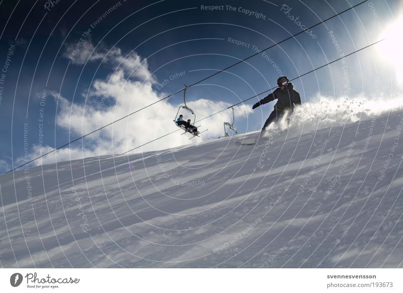 Schneebrettmann Ferien & Urlaub & Reisen Tourismus Winter Winterurlaub Berge u. Gebirge Sport Wintersport Snowboarding Skipiste Tiefschnee Bewegung Funsport