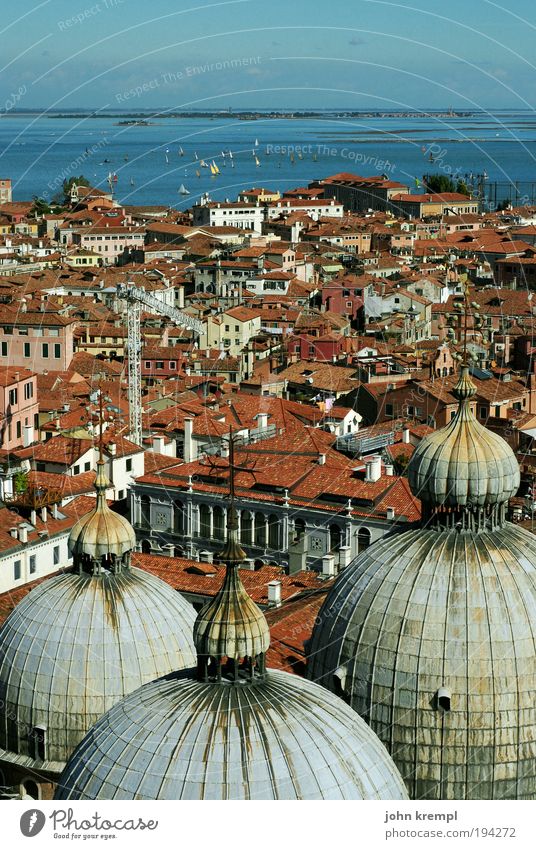 taubenperspektive Himmel Horizont Meer Venedig Italien Stadt Hafenstadt Altstadt Sehenswürdigkeit Wahrzeichen Denkmal basilica di san marco San Marco Basilica