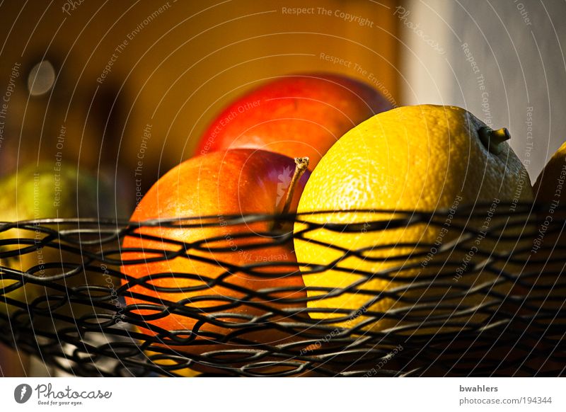 Küchen-Stillleben Lebensmittel Frucht Apfel Ernährung Vegetarische Ernährung Wohnung Raum Schalen & Schüsseln Metall hängen Gesundheit schön rund saftig sauer