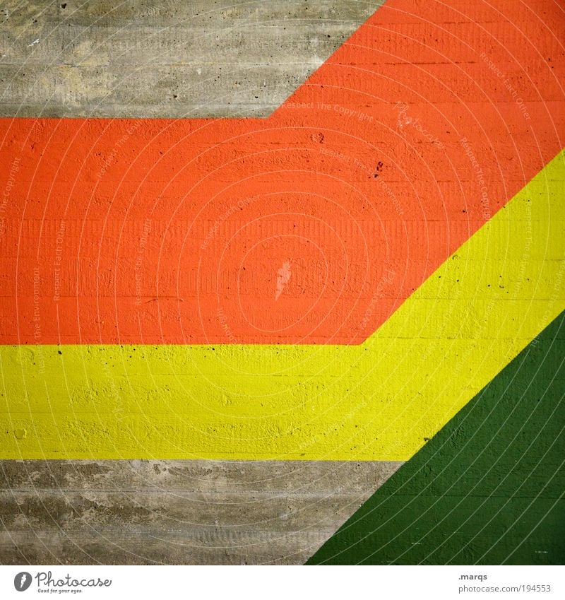 Koalition elegant Stil Design Dekoration & Verzierung Beton Linie Streifen einfach Erfolg trendy retro gelb grün rot Farbe Wachstum Politik & Staat Reggae