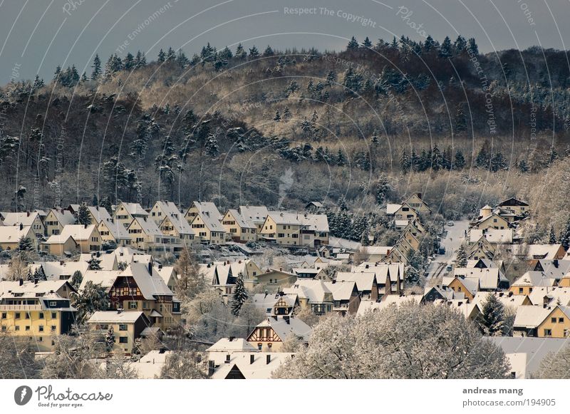 Miniaturstadt Dillenburg Winter Wald Dorf Haus kalt Einsamkeit Idylle stagnierend Dach Naturliebe klein Lichteinfall weiß Außenaufnahme Morgen