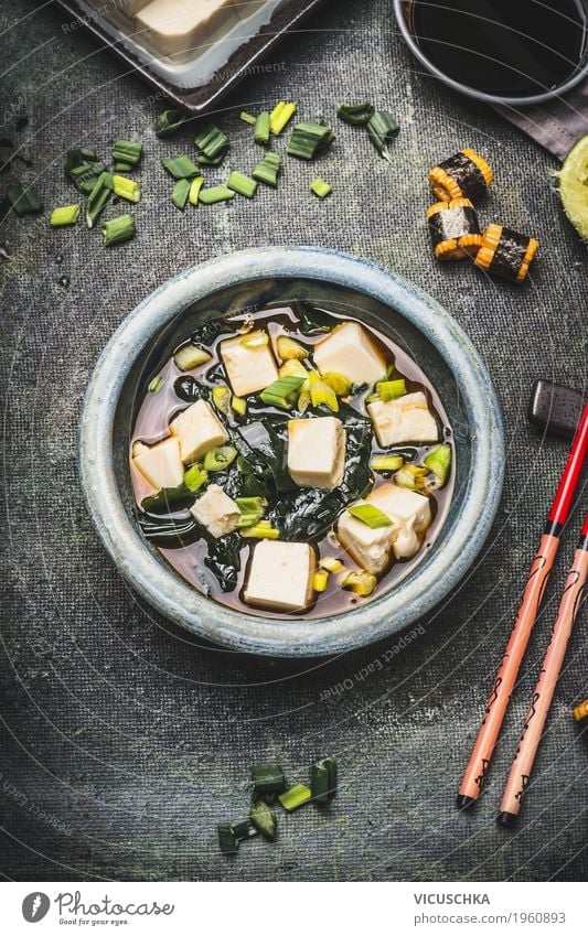 Japanische Miso-Suppe Lebensmittel Gemüse Eintopf Ernährung Mittagessen Bioprodukte Vegetarische Ernährung Diät Asiatische Küche Geschirr Schalen & Schüsseln