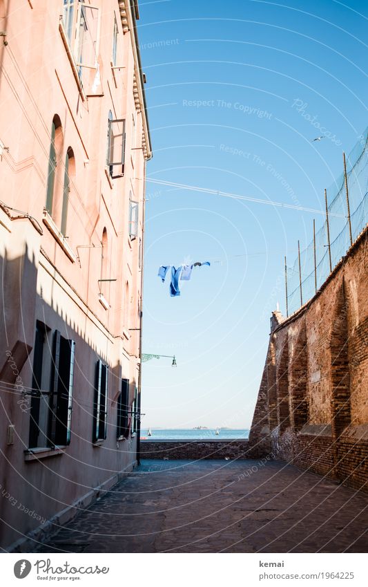Waschtag II - blau harmonisch Erholung ruhig Sightseeing Städtereise Häusliches Leben Wolkenloser Himmel Schönes Wetter Küste Meer Venedig Italien Stadt