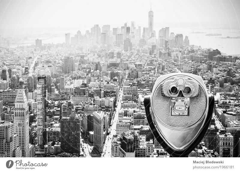 Ferngläser über Manhattan Skyline, New York City Ferien & Urlaub & Reisen Tourismus Wohnung Büro Business Stadtzentrum Hochhaus Gebäude Straße Fernglas retro