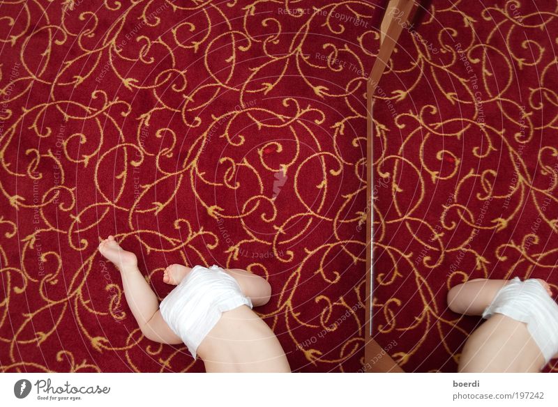 aIrbag Spiegel Kindererziehung Mensch Baby Kleinkind Gesäß 1 0-12 Monate 1-3 Jahre krabbeln lustig niedlich rot Sicherheit Schutz Reinlichkeit Sauberkeit Beginn