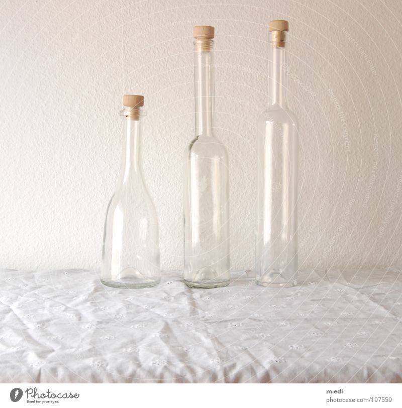 flaschen Glas Verpackung Flasche Flaschenhals stehen fest Farbfoto Innenaufnahme Tag Zentralperspektive