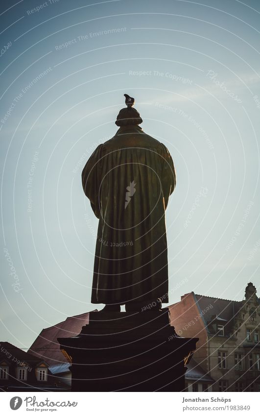 Martin Luther XVII 500 Christentum Erfurt Protestantismus Religion & Glaube Gott Jubiläum Orientierung Reform Rede Blauer Himmel Farbfoto Statue Denkmal
