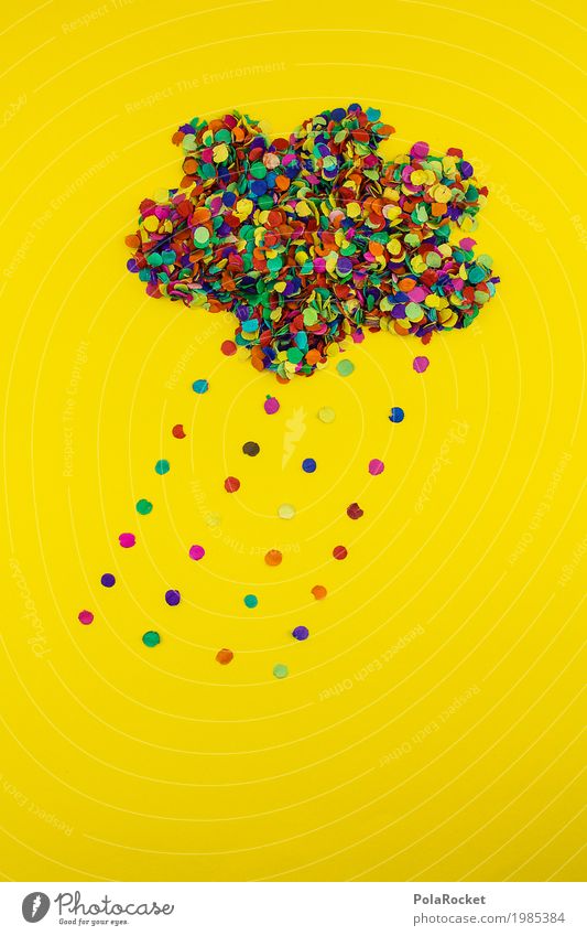 #S# Konfettiregen Freude Coolness trendy Fröhlichkeit gelb Regen Wolken Punkt mehrfarbig Party Farbfoto Studioaufnahme Detailaufnahme Menschenleer Kunstlicht