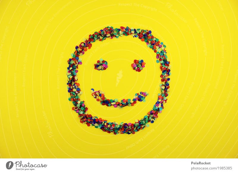 #S# Lächle bunt Freude Kunst Kunstwerk trendy Kitsch Glück Fröhlichkeit Zufriedenheit Kreativität lachen Smiley mehrfarbig Design Konfetti Party positiv gelb