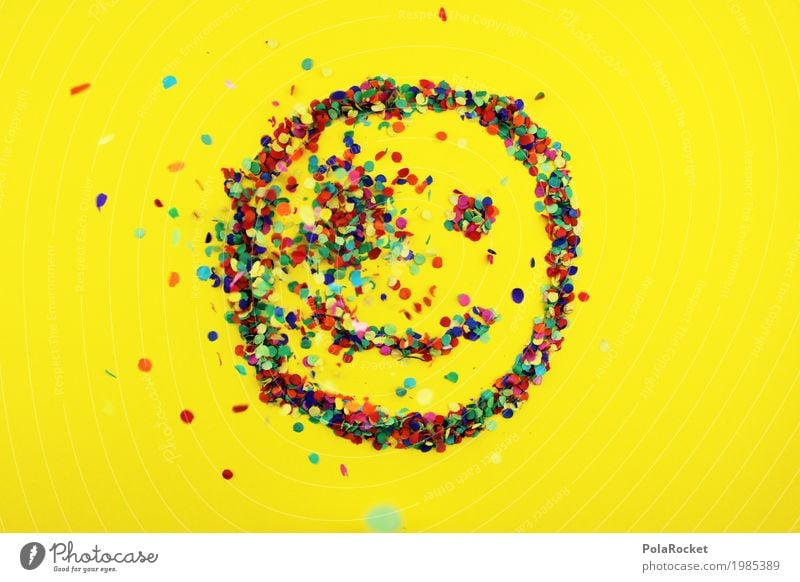 #S# lächle bunt 4 - Der Einschlag Freude Kunst Kunstwerk Gefühle Glück lachen mehrfarbig Punkt Konfetti Smiley Regen Auge Mund positiv grinsen gelb Farbfoto