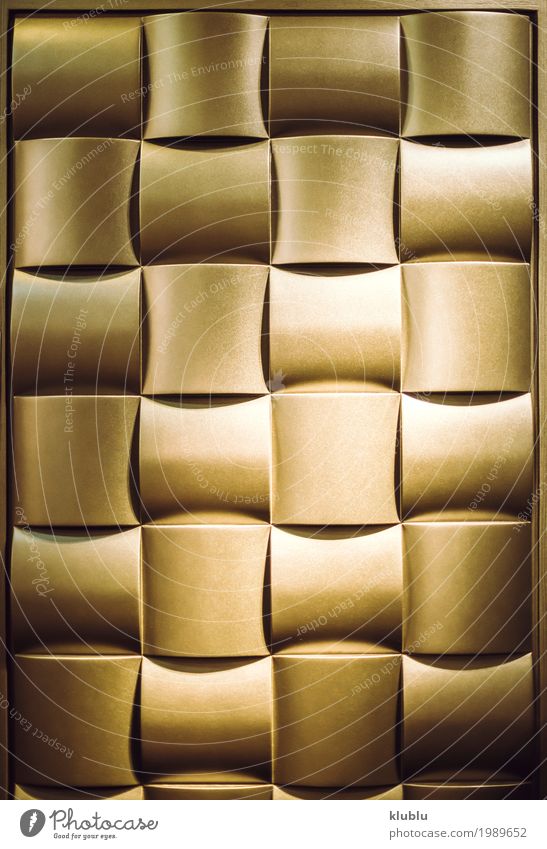 Goldene wellenförmige Quadrate Design Dekoration & Verzierung Kunst Metall Ornament natürlich braun gold Farbe Konsistenz Hintergrund Erleichterung geformt Wand