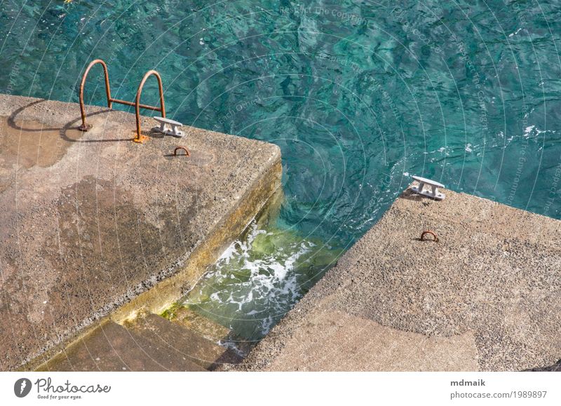 Natural Pool Wasser Herbst Schönes Wetter Wärme Küste Bucht Meer Atlantik Madeira Menschenleer Stein dreckig einfach exotisch fest Flüssigkeit Freundlichkeit