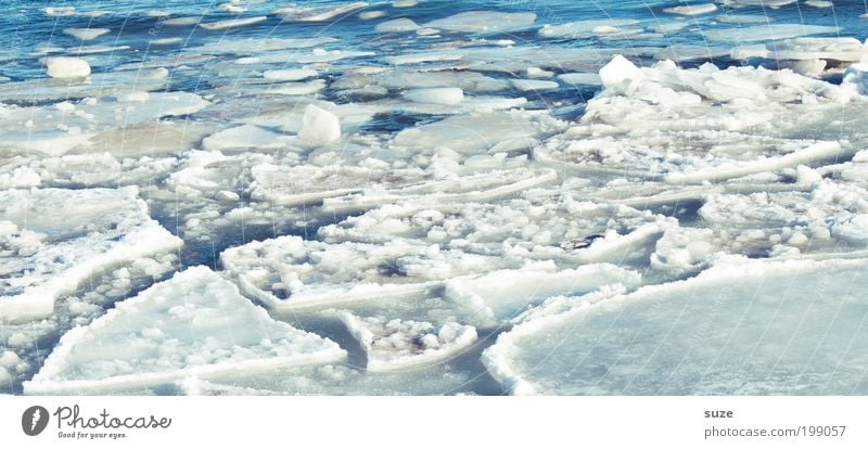 Eisschmelze Umwelt Natur Landschaft Urelemente Winter Klima Klimawandel Schönes Wetter Frost Schnee Küste Ostsee Meer außergewöhnlich eckig fantastisch kalt