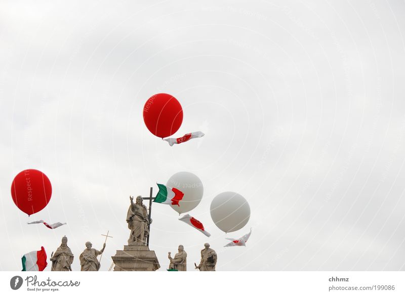 Himmelfahrt Kunst Skulptur Rom Italien Kirche Dom Sehenswürdigkeit Lateran Fluggerät Stein Kreuz Kugel fliegen rund rot Religion & Glaube Barock Ballone Fahne