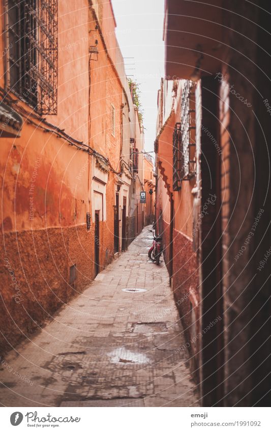 Marrakech Stadt Haus Mauer Wand Fassade Gasse Marrakesch alt rot Farbfoto Außenaufnahme Menschenleer Tag Totale