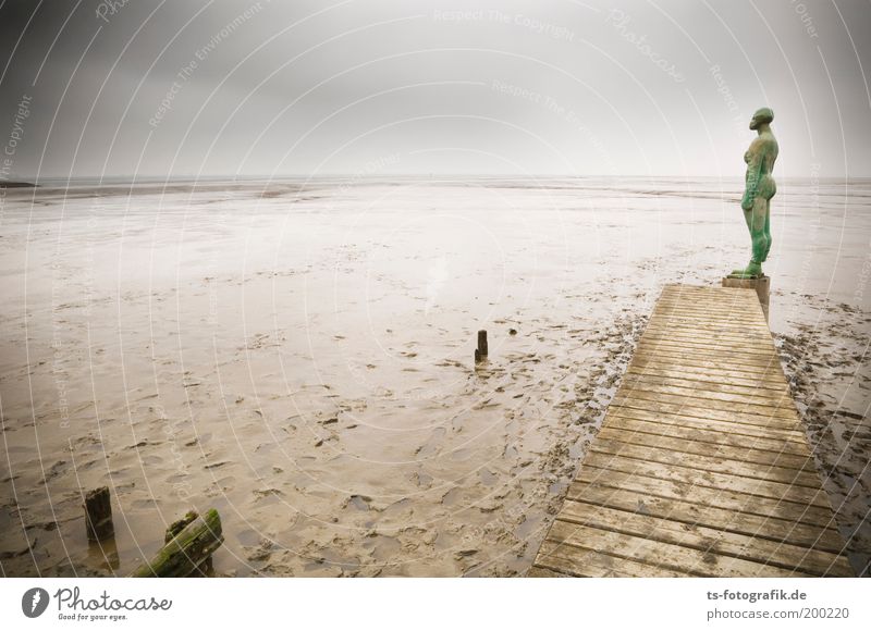 Joy Divisions Planschbecken Ferien & Urlaub & Reisen Tourismus Ausflug feminin Körper 1 Mensch Kunstwerk Skulptur Wolken Horizont schlechtes Wetter Küste Strand