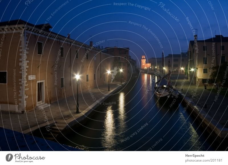 Rio dell' Arsenale Nachthimmel Küste Venedig Italien Stadt Hafenstadt Altstadt Menschenleer Haus Bauwerk Gebäude Architektur Sehenswürdigkeit Schifffahrt