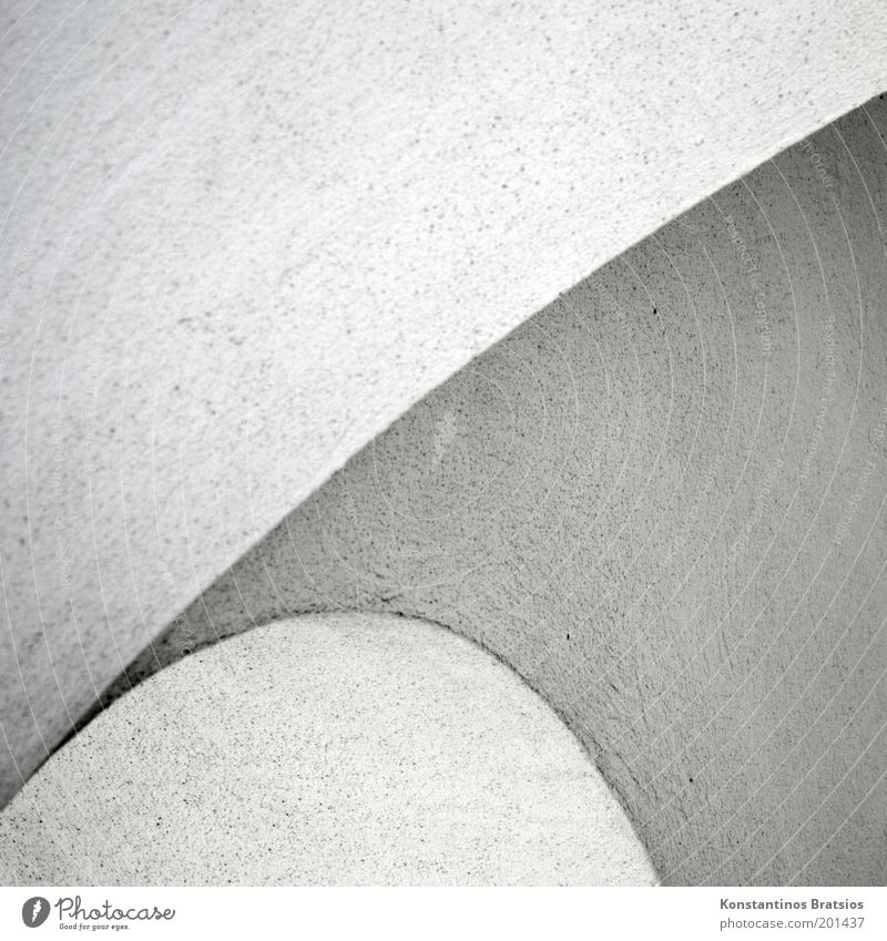 Charakter Säule fest rund grau weiß Design Ecke Bogen gekrümmt Linie Putz Hintergrundbild Strukturen & Formen Schwarzweißfoto Außenaufnahme Detailaufnahme