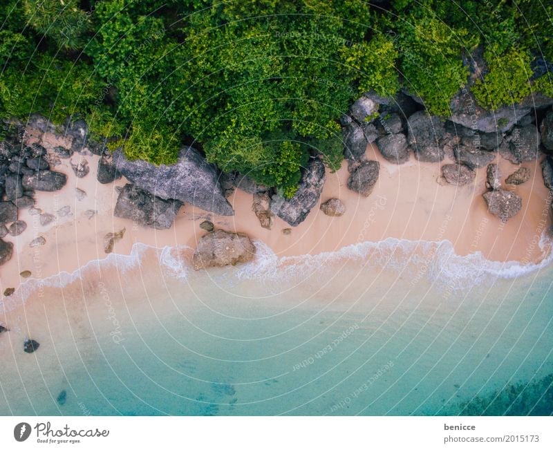beach von oben Strand Vogelperspektive Luftaufnahme hoch Ferien & Urlaub & Reisen Bali Indonesien Sandstrand Wasser Meer Korallen Sommer Sonnenschein weiß