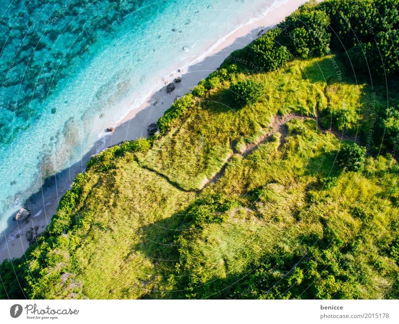 Bali Beach Strand Vogelperspektive Luftaufnahme hoch Ferien & Urlaub & Reisen Indonesien Sandstrand Wasser Meer Korallen Sommer Sonne weiß Paradies Insel