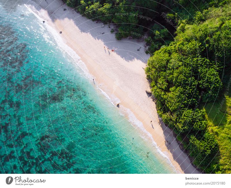 Urlaub von oben Strand Vogelperspektive Luftaufnahme hoch Ferien & Urlaub & Reisen Bali Indonesien Reisefotografie Sandstrand Wasser Meer Korallen Sommer Sonne