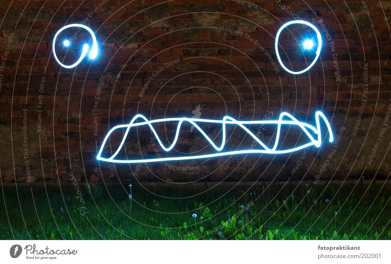 böses Licht Gras Mauer Wand außergewöhnlich bedrohlich gruselig einzigartig Angst gefährlich Schüchternheit Farbfoto Außenaufnahme Experiment Menschenleer Nacht