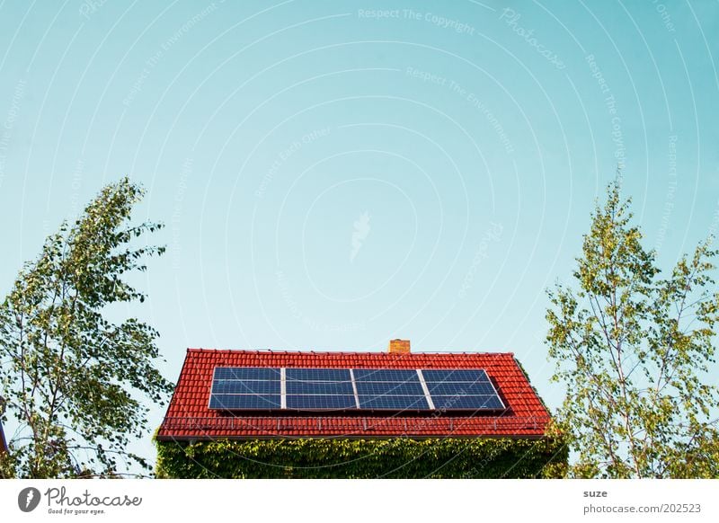 Sonnendach Haus Industrie Energiewirtschaft Technik & Technologie Erneuerbare Energie Sonnenenergie Umwelt Himmel Dach Verantwortung sparsam Umweltschutz