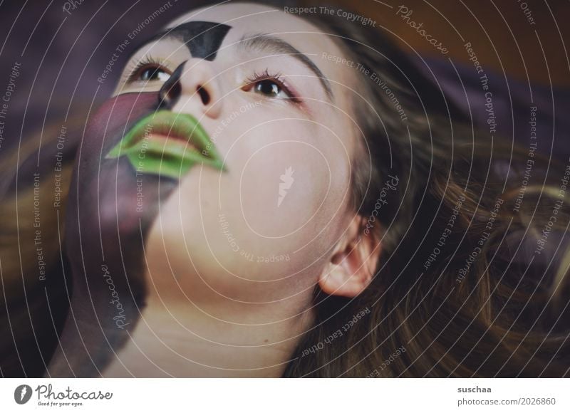 kunst im gesicht Haare & Frisuren Gesicht Schminke Kind Mädchen Junge Frau Jugendliche Auge Nase Mund Ohr 13-18 Jahre Kunst Farbe Körpermalerei bemalt Blick