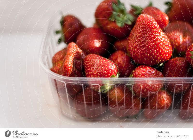 mmmmhhhhhh Lebensmittel Frucht Erdbeeren Beeren Büffet Brunch Bioprodukte Fingerfood Verpackung Kunststoffverpackung genießen lecker natürlich süß rot Glück
