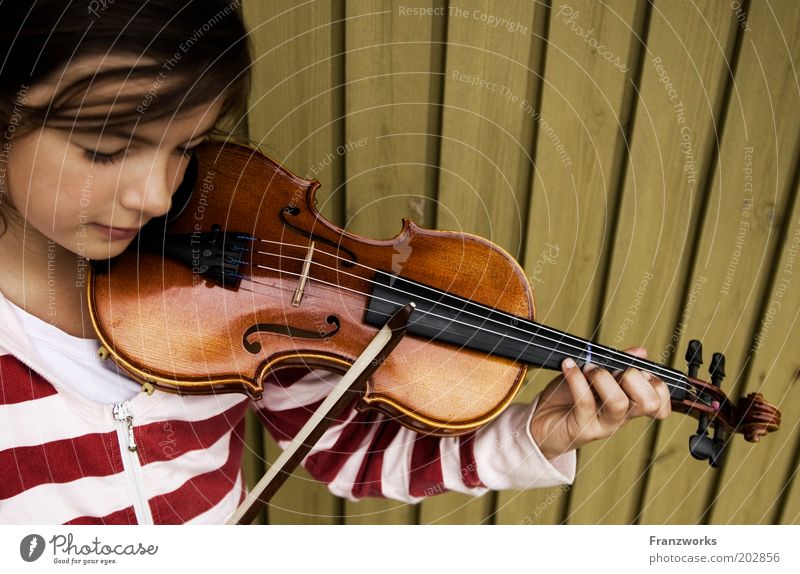 Klavier Mädchen Kindheit Jugendliche 1 Mensch Musik Geige hören lernen Spielen Freude Leidenschaft Freizeit & Hobby Kultur Lebensfreude Streichinstrumente