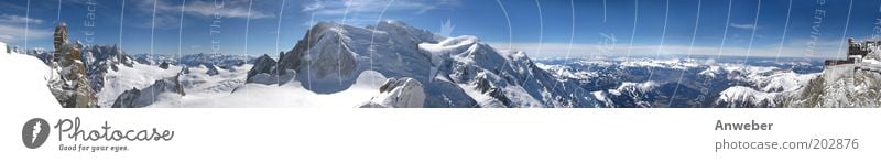 Mont Blanc – Panoroma Umwelt Natur Landschaft Himmel Horizont Winter Klimawandel Wetter Schönes Wetter Eis Frost Schnee Berge u. Gebirge Alpen Gletscher