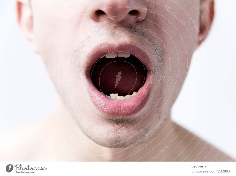 Wer was zu sagen hat, melden! Haut Sinnesorgane Mensch Mann Erwachsene Gesicht Mund Lippen Zähne 18-30 Jahre Jugendliche Idee Leben sprechen Farbfoto