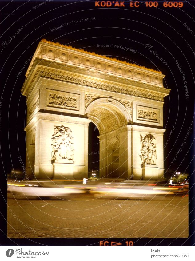 Triumphbogen Paris Nacht Verkehr Frankreich Architektur