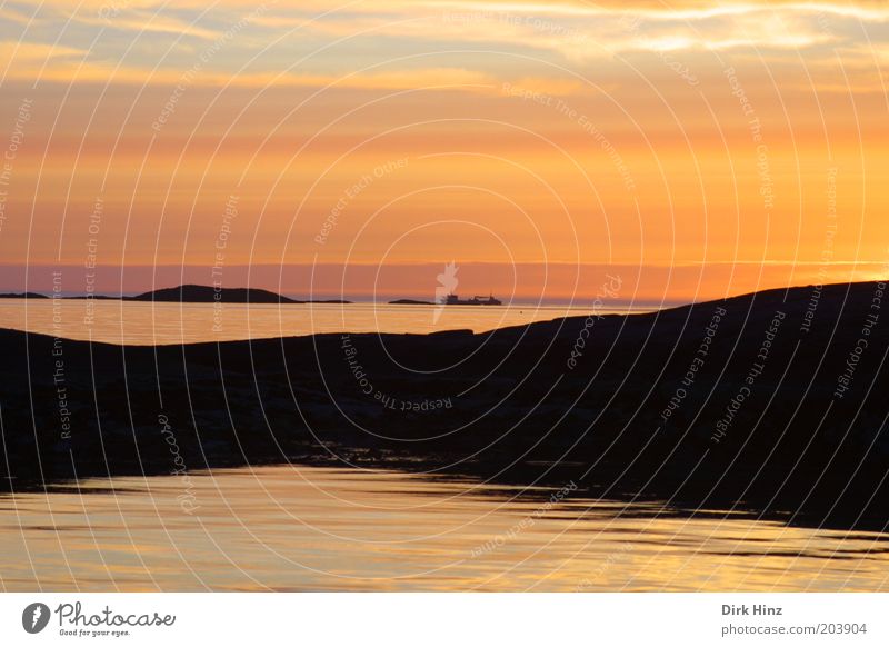 Norwegischer Sonnenuntergang ruhig Ferien & Urlaub & Reisen Tourismus Ausflug Ferne Freiheit Sommerurlaub Meer Umwelt Natur Landschaft Luft Wasser Himmel Küste