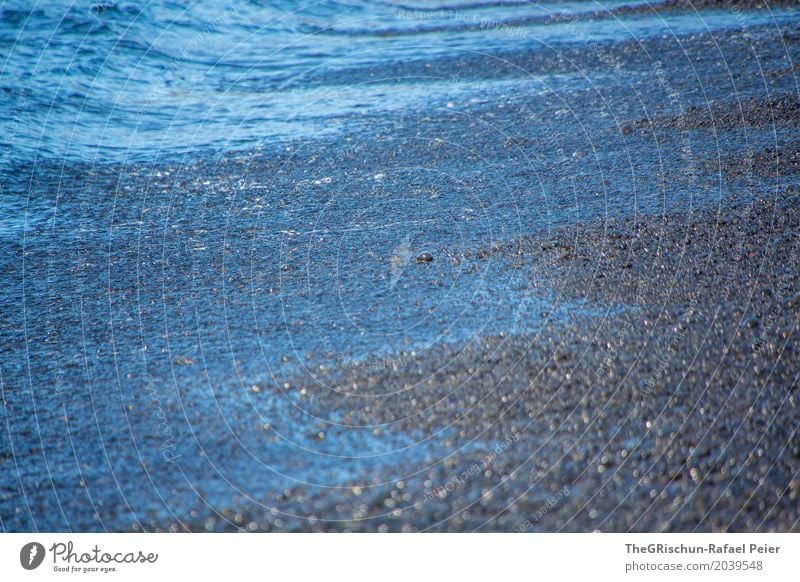 Lavastrand Umwelt Natur Landschaft Schönes Wetter blau schwarz Stein Island Strand Wasser Meer nass Strukturen & Formen Farbfoto Außenaufnahme Menschenleer