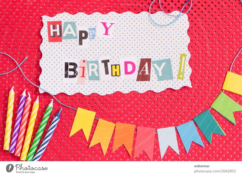 happy birthday Dekoration & Verzierung Party Feste & Feiern Geburtstag Happy Birthday Kindergeburtstag Girlande Fahne Fröhlichkeit oben mehrfarbig rot weiß