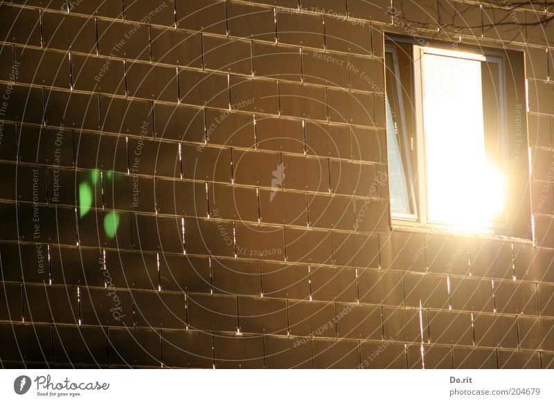 Lichtblick - ACHTELFINALE Haus Bauwerk Fassade Fenster Backstein glänzend leuchten hell Sauberkeit braun Fensterscheibe Reflexion & Spiegelung Gedeckte Farben