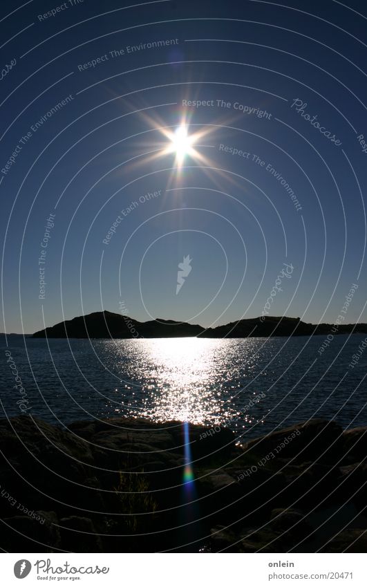 Sonne über Norwegen Meer Gegenlicht Fjord Nacht am Tag