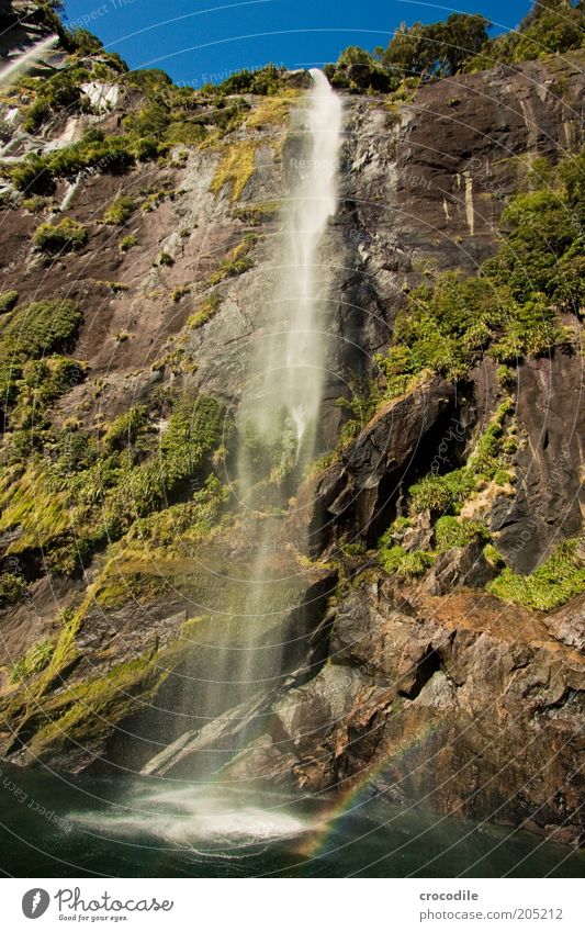 New Zealand 138 Umwelt Natur Landschaft Erde Schönes Wetter Berge u. Gebirge Küste Bucht Fjord Meer Insel Wasserfall Milford Sound ästhetisch Zufriedenheit