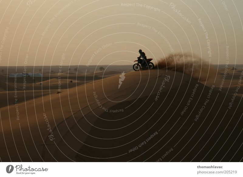 Motorrad auf der Sanddüne Ferien & Urlaub & Reisen Ausflug Abenteuer Motorsport Reiten 1 Mensch Umwelt Landschaft Sonnenaufgang Sonnenuntergang Schönes Wetter