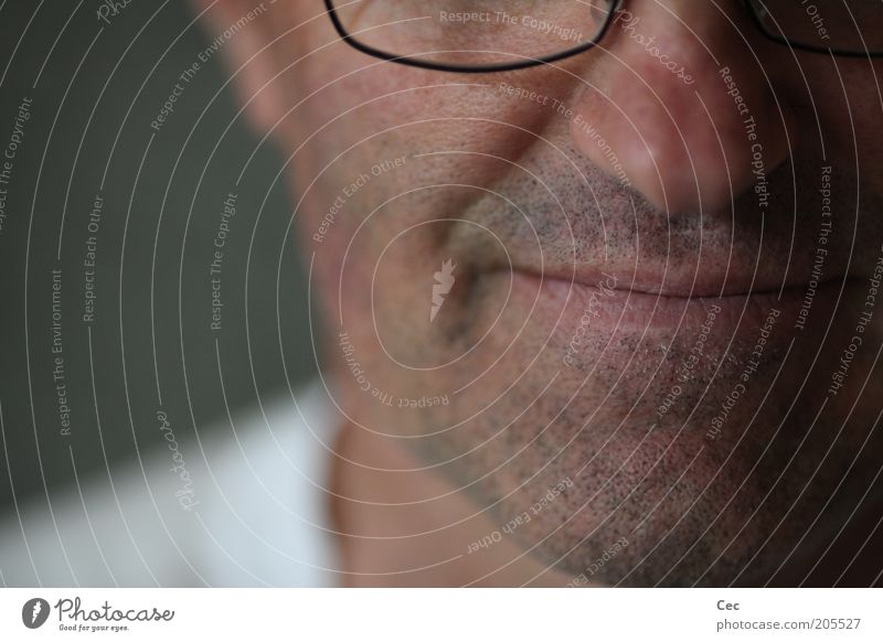 Entspannung Mensch maskulin Mann Erwachsene Haut Kopf Mund 45-60 Jahre Brille Lächeln Zufriedenheit ruhig Senior Gelassenheit Nahaufnahme Unschärfe Anschnitt