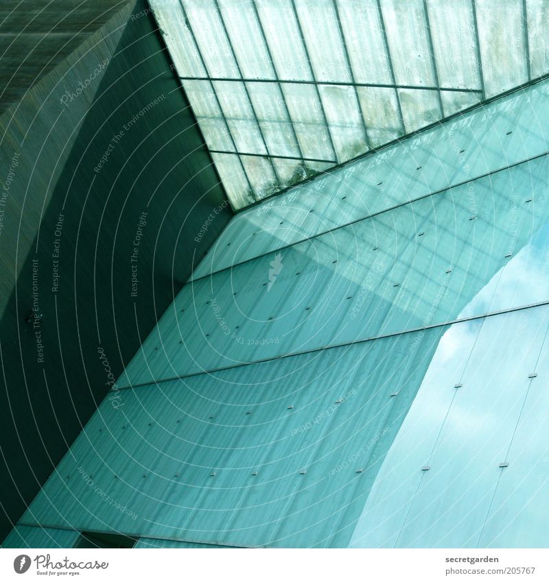 [H 10.1] konstruktive ansicht. Museum Hannover Hochhaus Bauwerk Gebäude Architektur Mauer Wand Fassade Fassadenverkleidung Glas Stahl Linie trendy oben blau