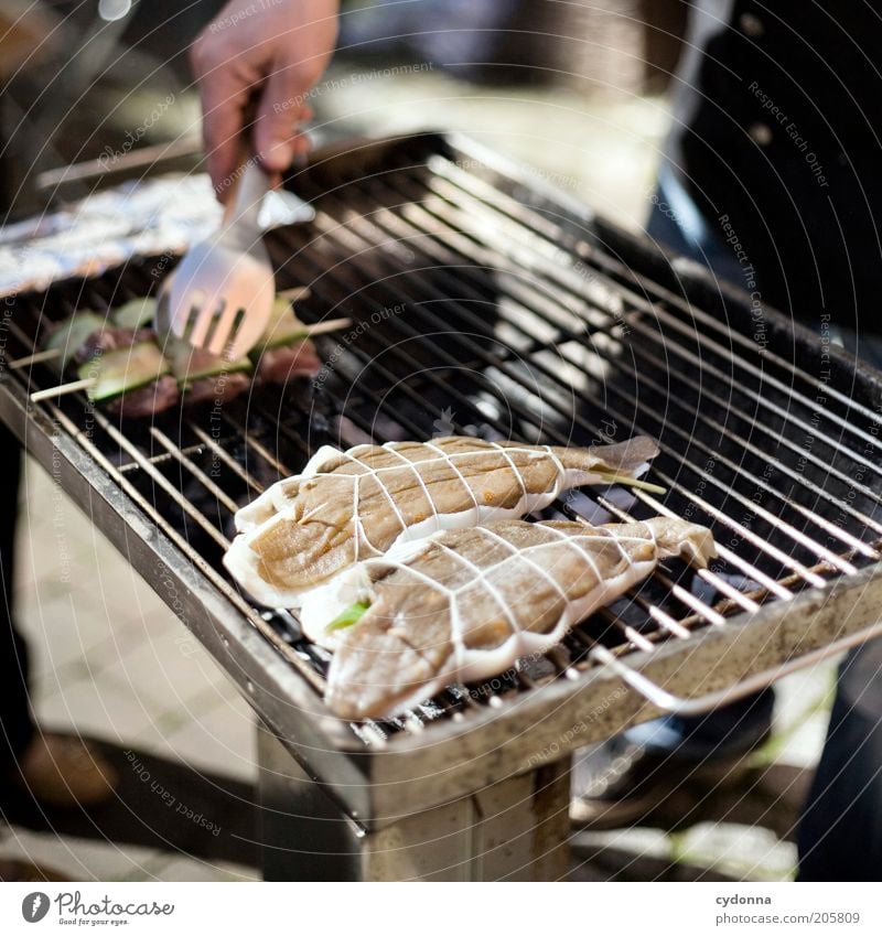 F(r)isch auf dem Grill Fleisch Fisch Ernährung Lifestyle Freizeit & Hobby Koch Gastronomie Mensch Hand ästhetisch Idee Leben Zeit Grillen Vorbereitung