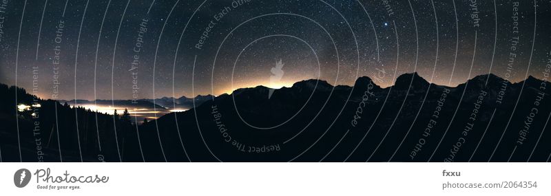 Gantrisch / Aussicht auf Thun in der Nacht Natur Landschaft Nachthimmel Stern Herbst Hügel Alpen Berge u. Gebirge Gipfel Rüggisberg Gurnigel Bern Schweiz Europa